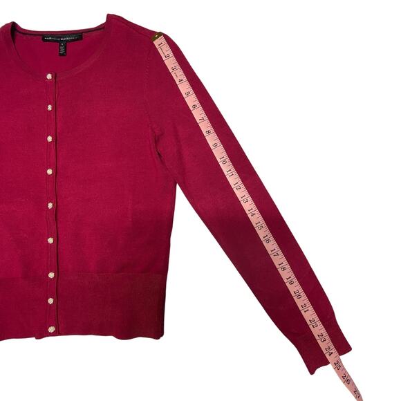 WHBM Empress Red Cardigan Sweater NWT Sz S Faux Pearl Buttons Style 570240993 - Picture 10 of 11